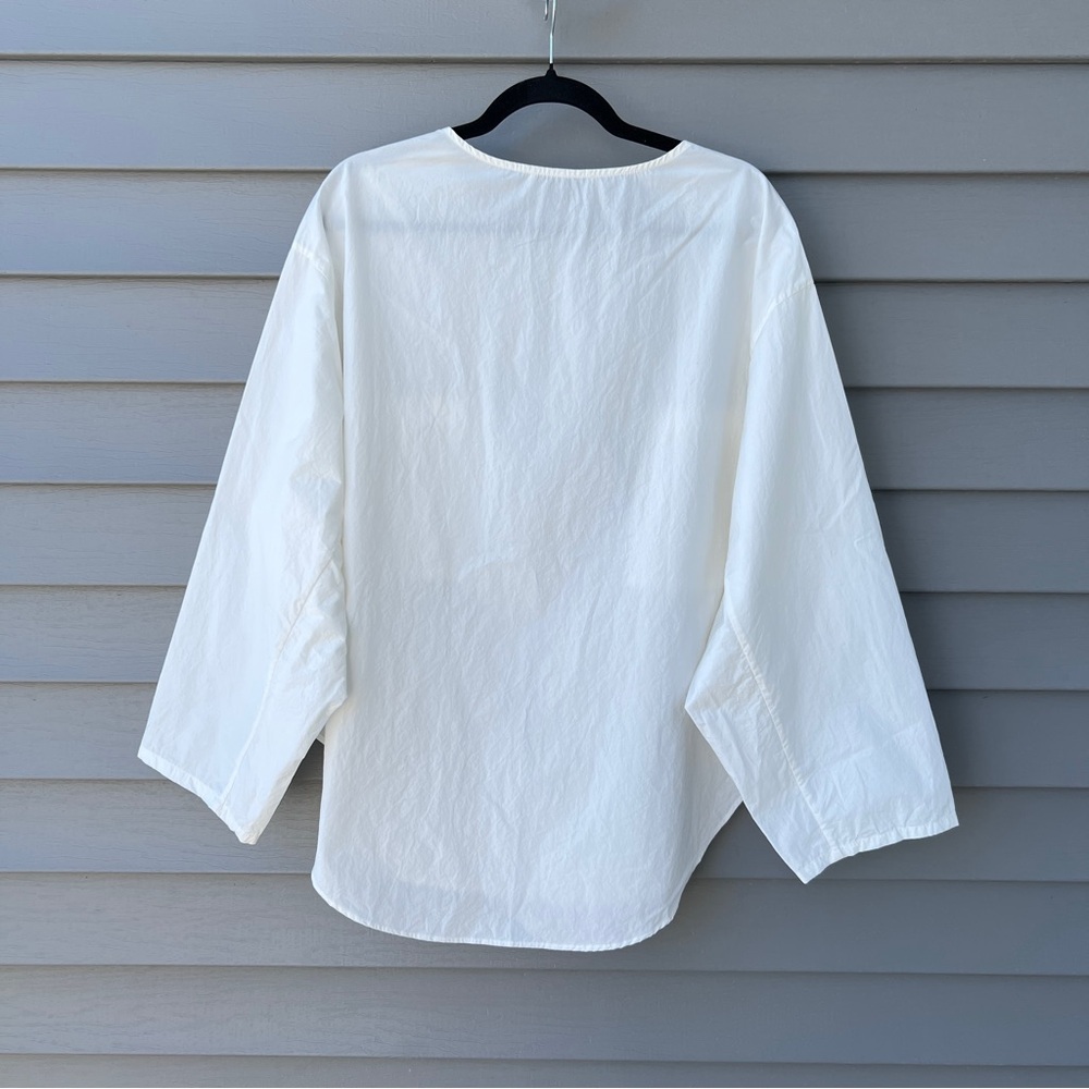Modern Weaving Popover Poplin Top Pocket Parchment Off-White Womens XL Normcore - Picture 8 of 16